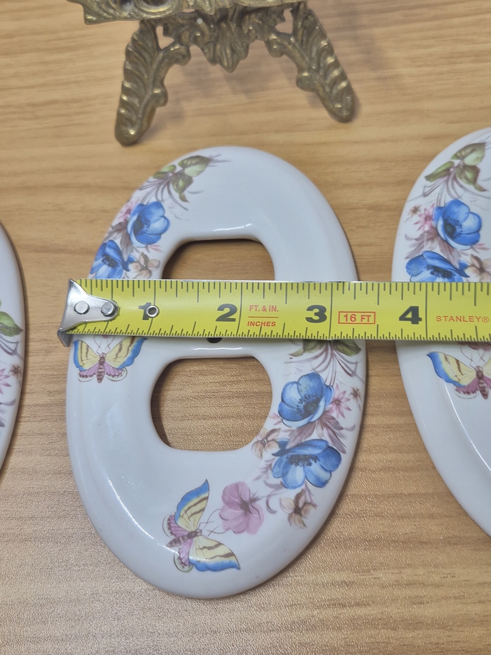 Vintage Oval Porcelain Light Switch & Outlet Covers 6Pc Set Floral Butterfly - Picture 12 of 16